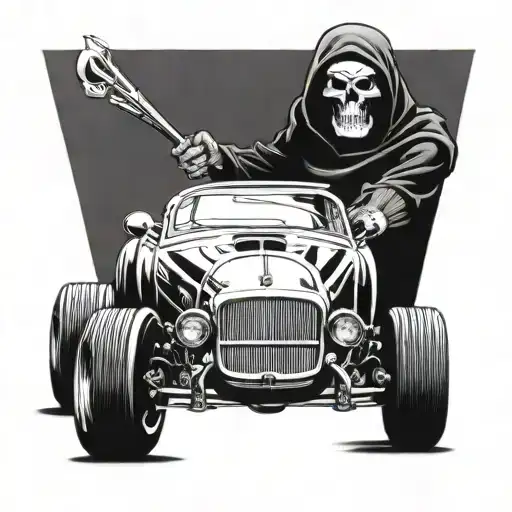 Reaper Driving A Muscle Car
