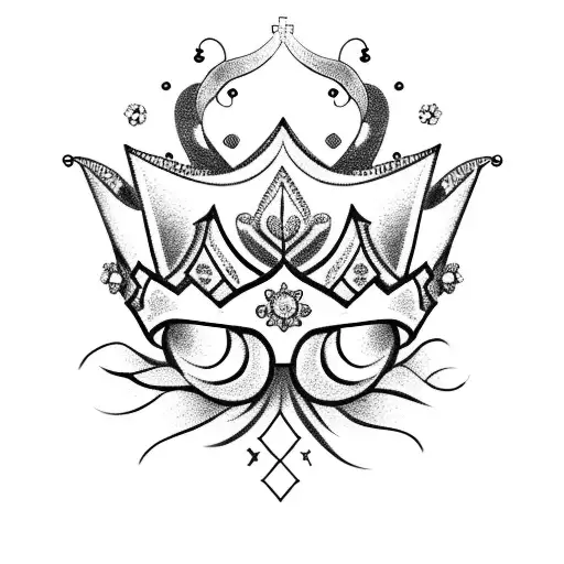 Crown With Flowers And The Word Queen Underneath