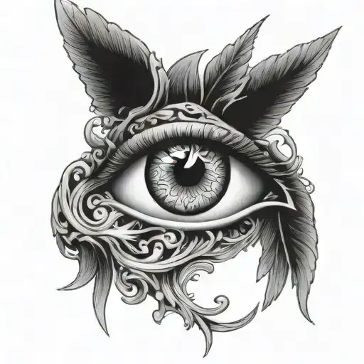 Eye Of An Angel With A Bone Design Featuring Elements