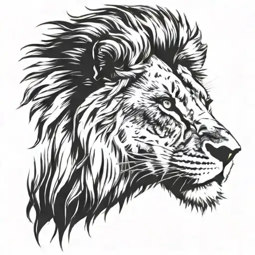 Couples Tattoo Semi Face Lion That Fades Away To The Left Of The Face Outline Stencil