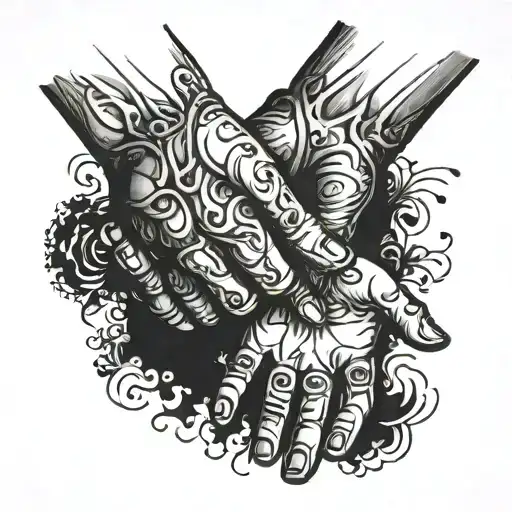 Grownup Son And Father Holding Hands