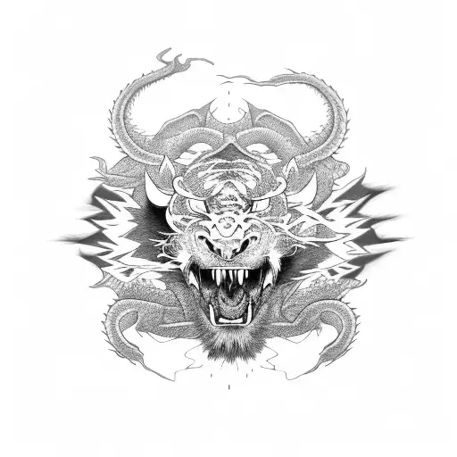 Dragon Fighting A Tiger