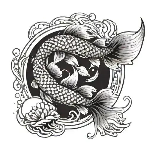 Koi Fish Swimming Upstream