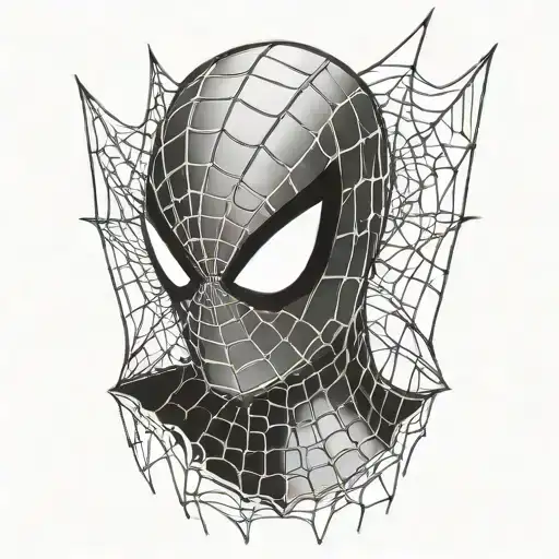 Spider-man Mask In Front Of Web Background