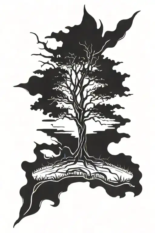 Lighting Hitting A Tree