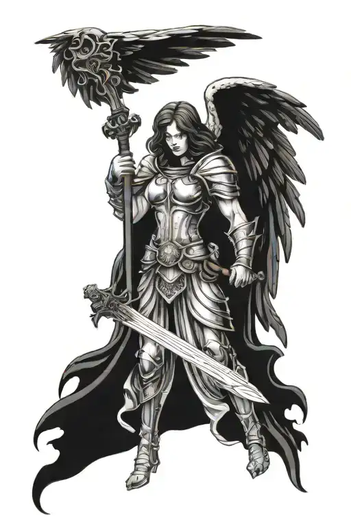 Dark Angel Holding A Sword Piercing