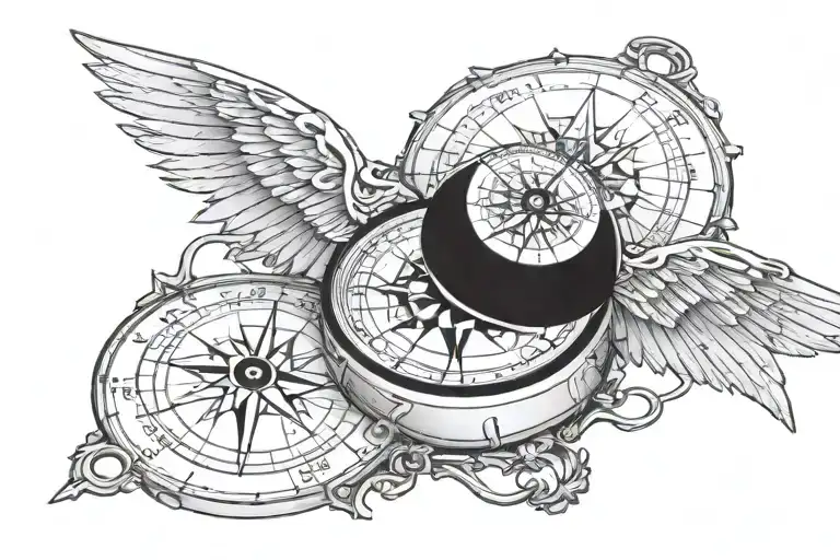 Compass Covered With Wings