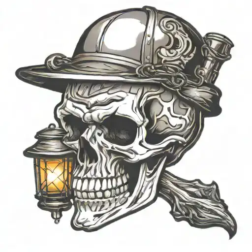 Gold Miner Skull With Lantern