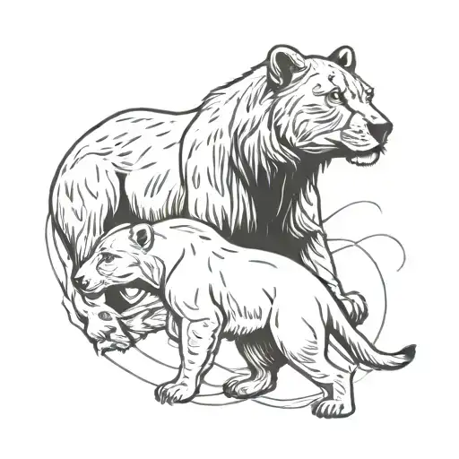 Lioness And A Polar Bear