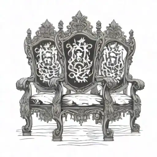 Empty Three Throne Chairs With Heavenly Background