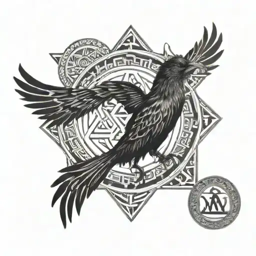 Vikings Crow Mandala Runes Valknut Arm