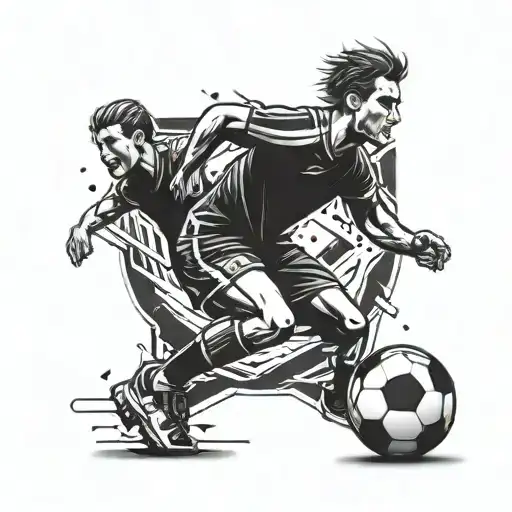 Combine Elements Of Soccer And Volleyball Into A Dynamic Sports-themed Tattoo Design