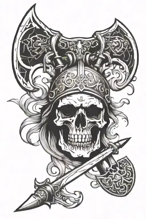 Greek With Skull And Axe And Army