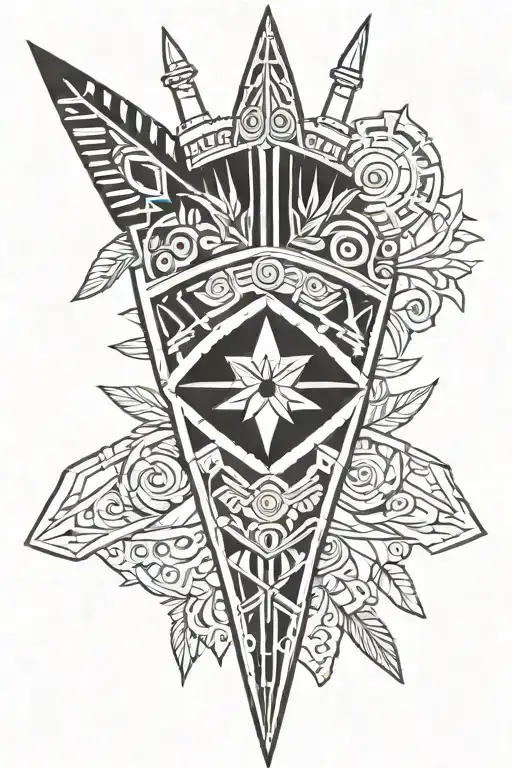 Aztec Spear And Shield Adorned