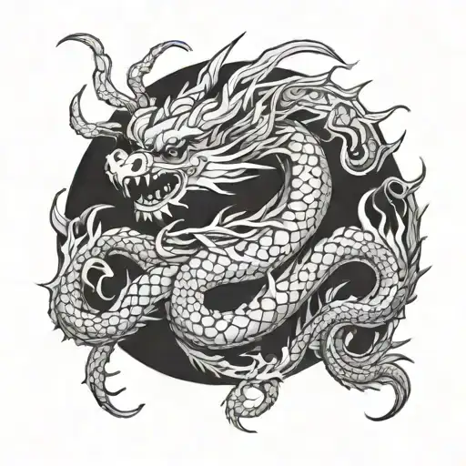 A Golden Dragon On A Black Background