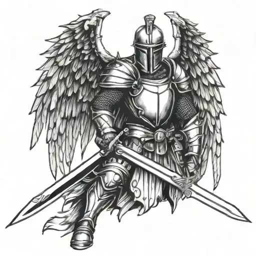 Knight With Angle Wings Holding A Sword