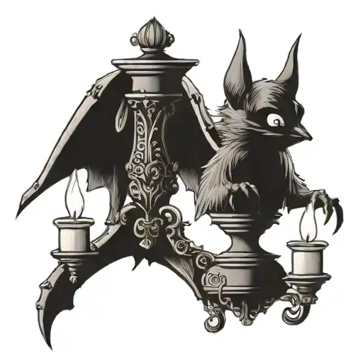 A Bat That Holds On To A Candlestick With Its Front And Back Paws