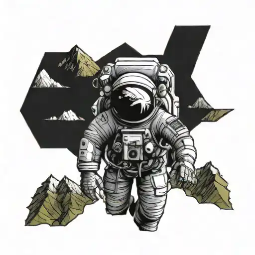 Astronaut Projecting 5M1101 In Mountain Range And 11E02 In Tea Leaf