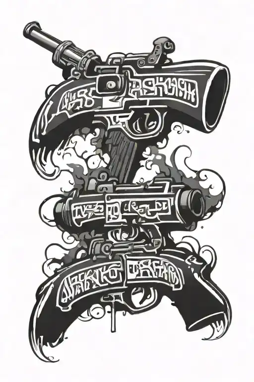 Graffiti Writing The Name Richardson Ak-47 Smoking Guns With Cartoon Like Smoking Out The Barrel