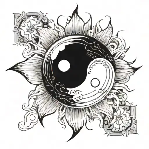 The Yin Yang Sign Inside The Sun Surrounded