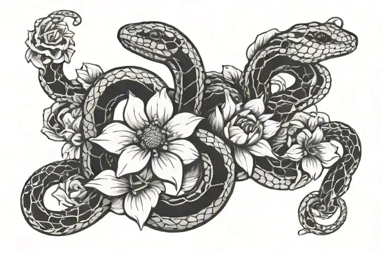 Snake With Flowers Intertwined