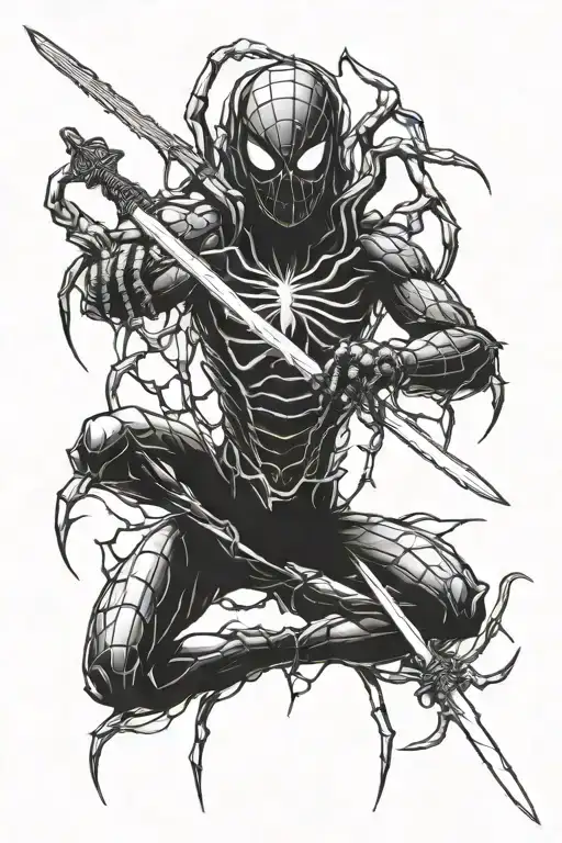 A Spider With A Sword Going Through It