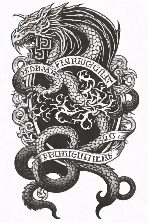 A Paramedic And Firefighter Emblem Combined With A Dragon Motif