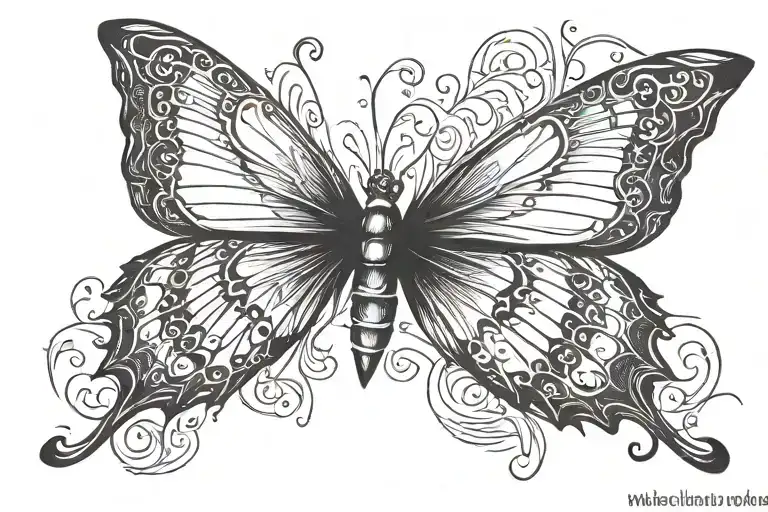 Cover Up Tattoo Feather With Butterfly