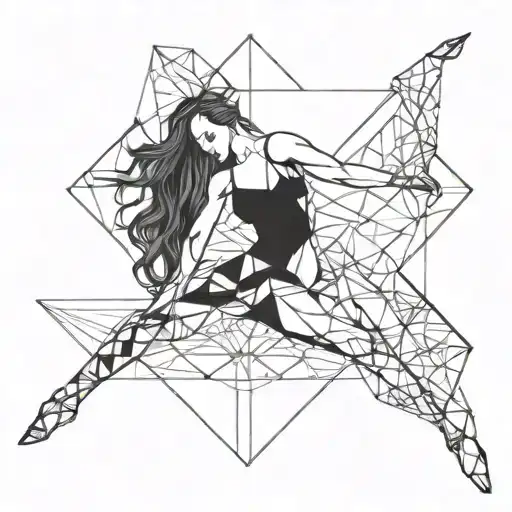 Incorporate Elegant Dance Poses Into A Geometric Line Art Design