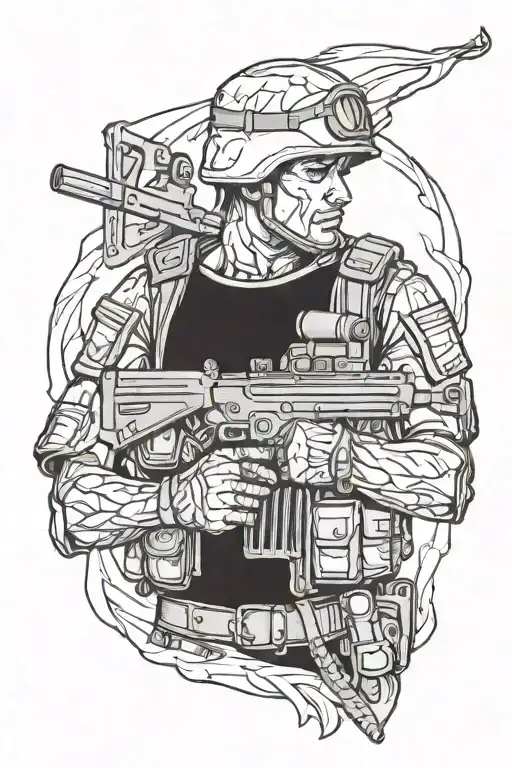 Traumatized Soldier Holding A Gun