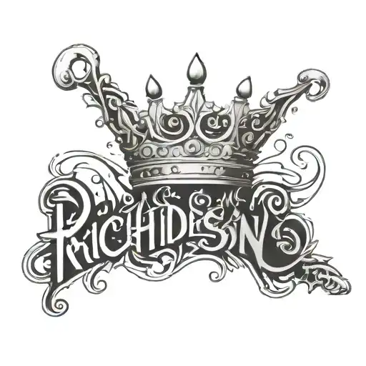 Graffiti Writing The Name Richardson With A Three Pointed Crown With Smoking Guns