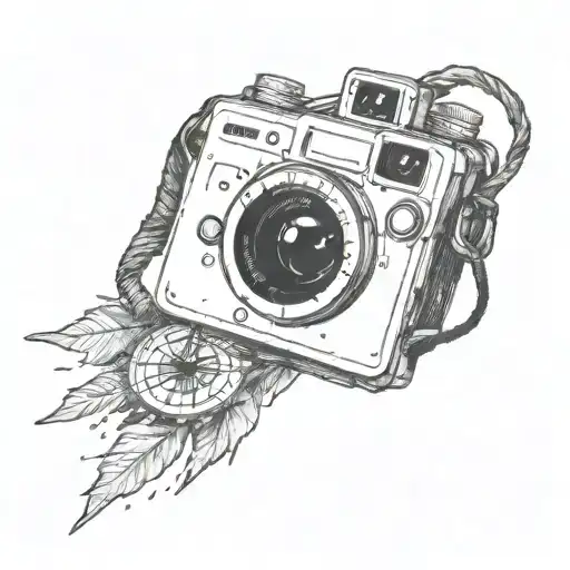 Compass Hanging Off A Polaroid Camera