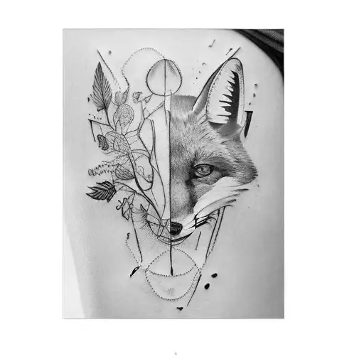 A Fox And Skull And Leaves