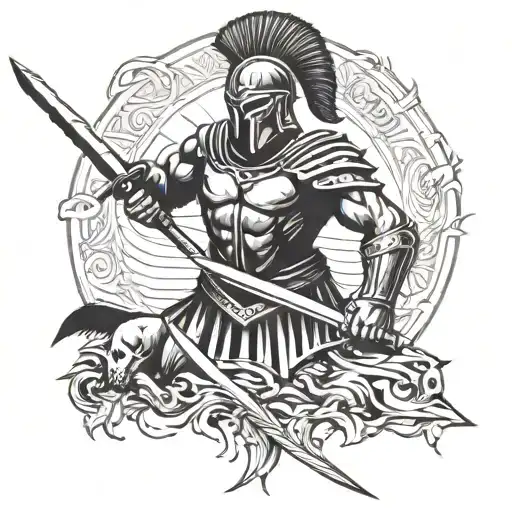 Spartan Warrior Wielding A Sword