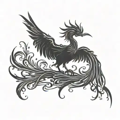 A Phoenix Rising From The Ashes With A Subtle Scorpion Silhouette Incorporated Into The Design