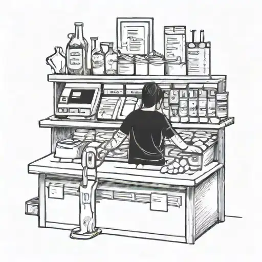 A Cashier Scanning Music Notes As Groceries At A Checkout Counter