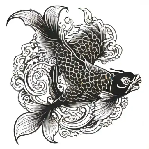 Japanese Koi Fish Transforming Into A Phoenix