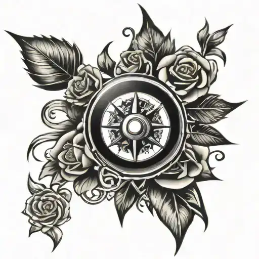 Tribal With Roses Growing And Compass Semi Sleeve