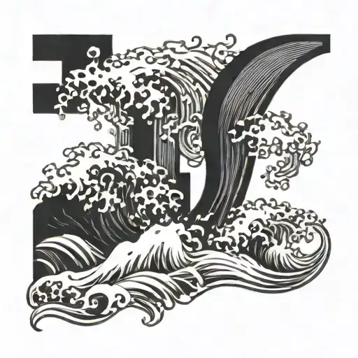 Letter I And Ocean Wave