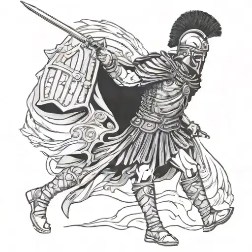 A Detailed Roman Legionnaire Marching Into Battle