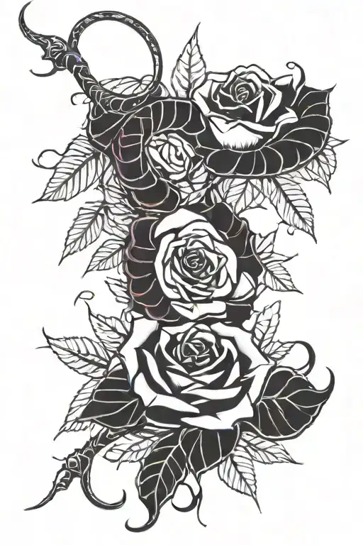 Roses With Thorns And A Snake