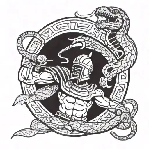 Gladiator And Snake Fight