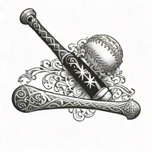 A Baseball Bat Morphing Into A Cross With Intricate Detailing
