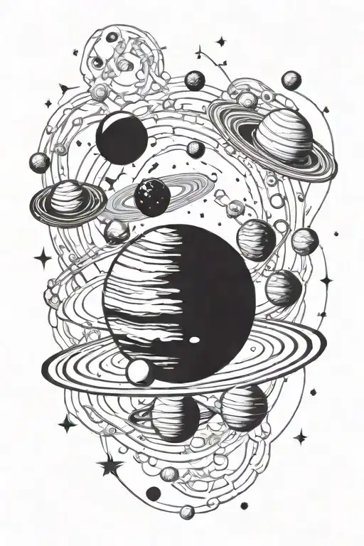 Planets In Space Surrounded