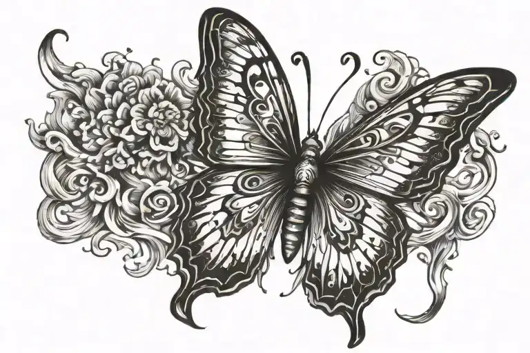 Butterfly With Corner Of Wing On Fire