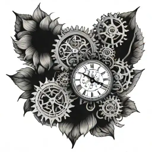 A Fusion Of Tournesol Petals And Clock Gears Symbolizing The Passage Of Time