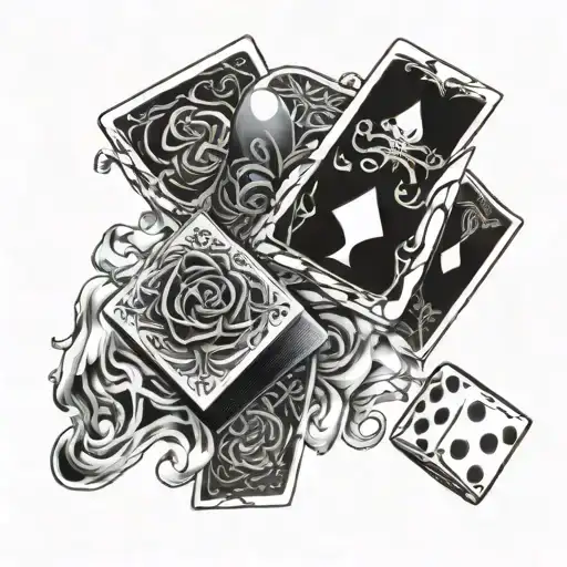 Cards Dice Death And Swirls