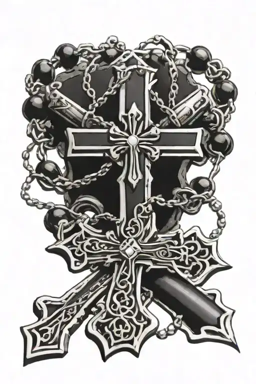 Chrome Hearts Cross With Rosary Wrapped