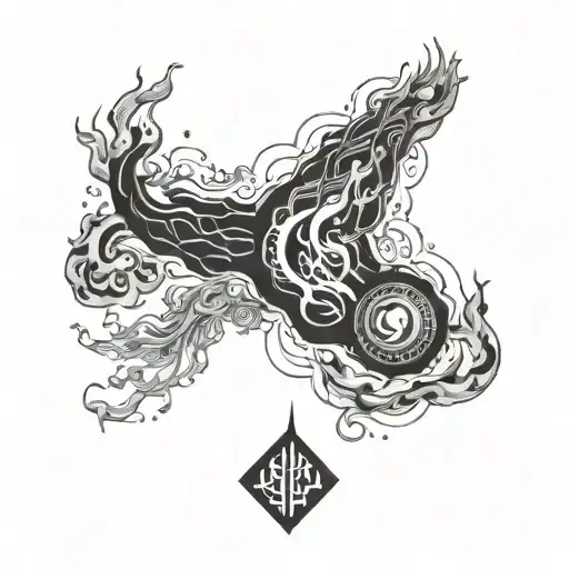 Cybercigilism Arm Tattoo Featuring Elements Fire Flames