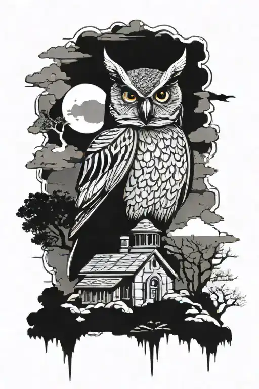 Tower Of Castle With Owl Sitting